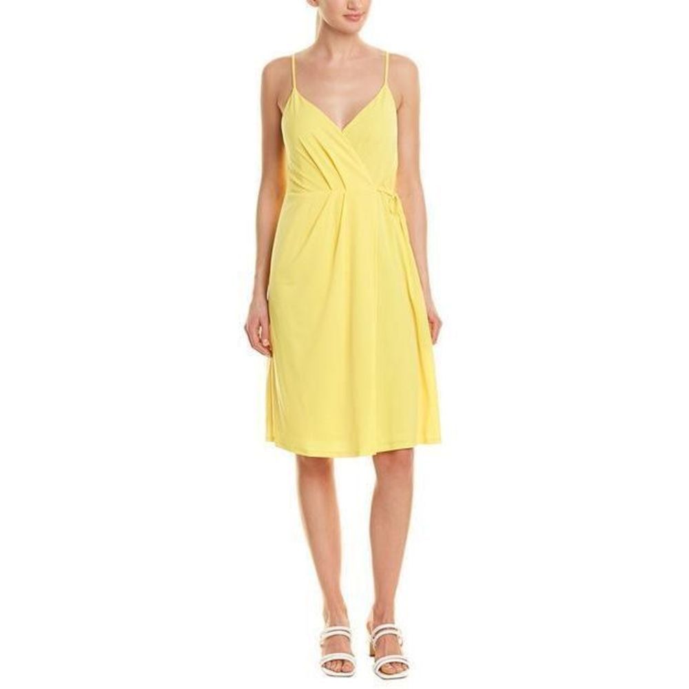 BCBGeneration Yellow Pleated Wrap Cocktail Dress New With Tags Womens Size Small